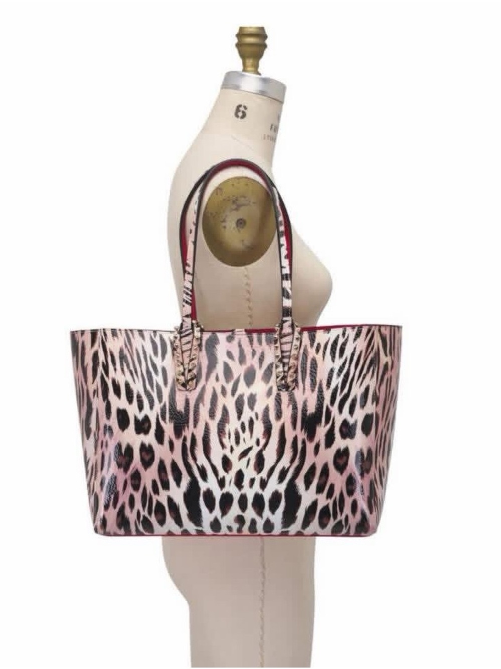Christian Louboutin Pink and Black Leopard Print Gigi Cabata Tote
